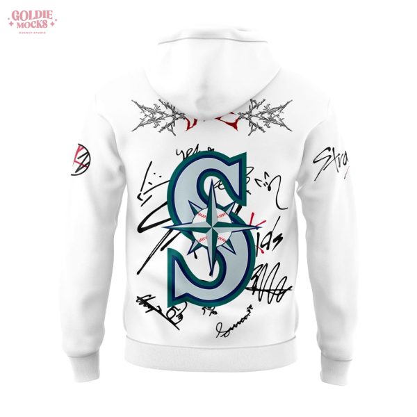 Seattle Mariners x Stray Kids ATE Tour Signature 2025 White Hoodie