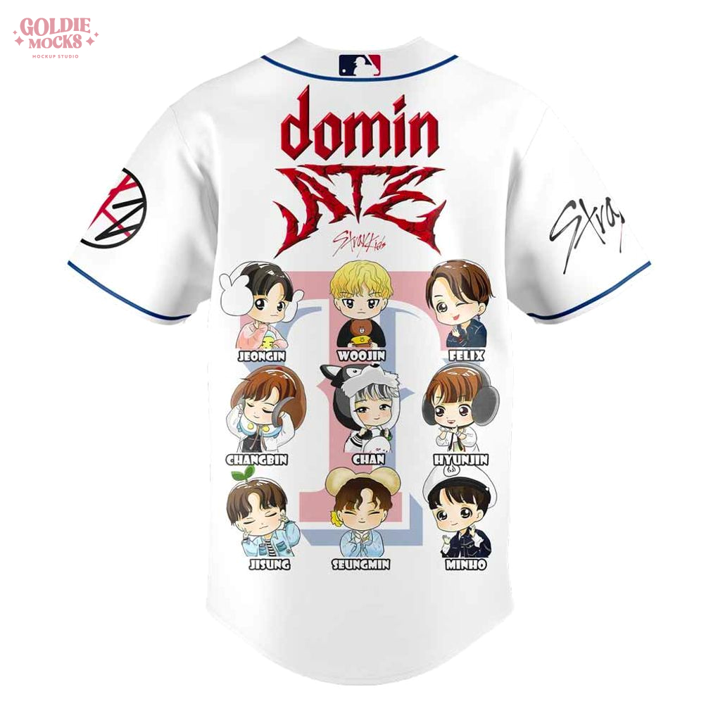 Texas Rangers x Stray Kids Domin ATE Tour 2025 Chibi All Team Jersey Texas Rangers x Stray Kids Domin ATE Tour 2025 Chibi All Team Jersey