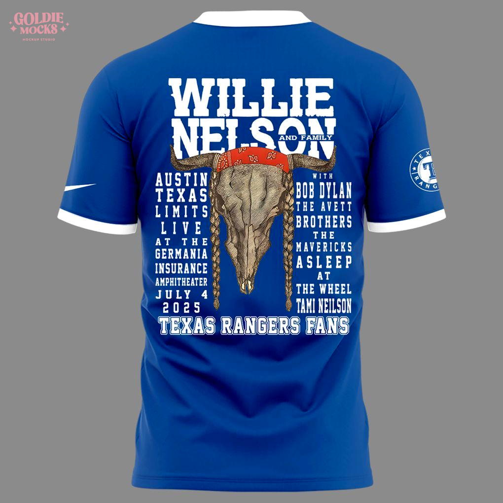 Texas Rangers x Willie Nelson's Tour 2025 T-Shirt Texas Rangers x Willie Nelson's Tour 2025 T-Shirt