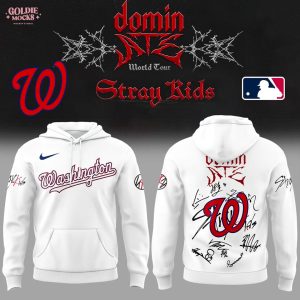 Washington Nationals x Stray Kids Domin ATE Tour 2025 White Hoodie
