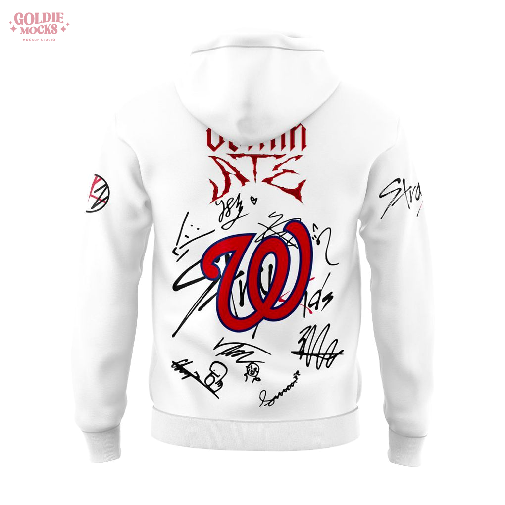 Washington Nationals x Stray Kids Domin ATE Tour 2025 White Hoodie Washington Nationals x Stray Kids Domin ATE Tour 2025 White Hoodie