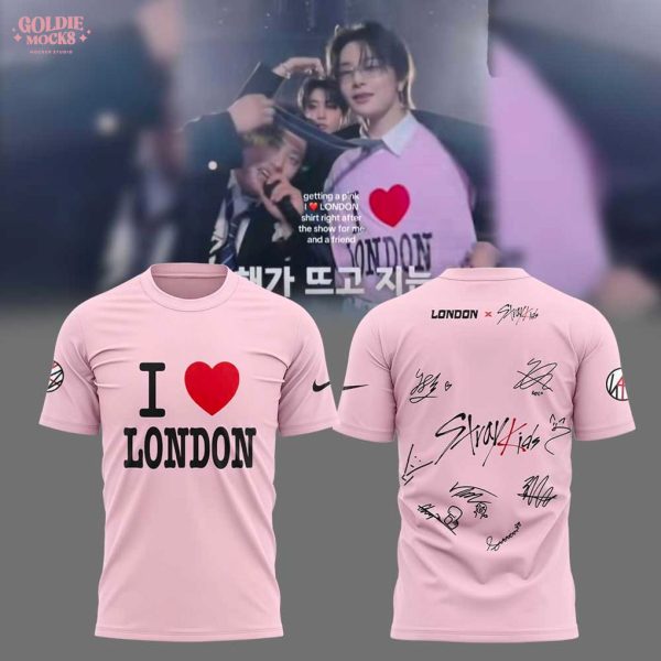ATE Love London Show Stray Kids 2025 Signature Pink Shirt
