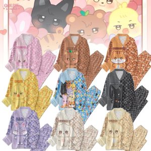 Ateez Chibi Cute Satin Pajamas Set