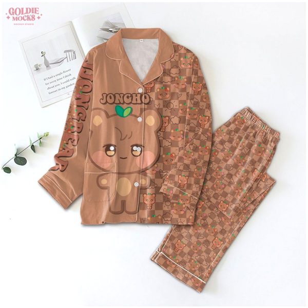 Ateez Chibi Cute Satin Pajamas Set