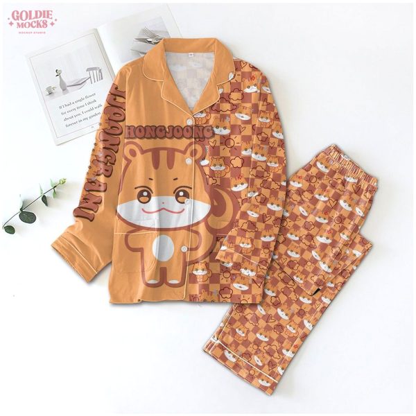 Ateez Chibi Cute Satin Pajamas Set
