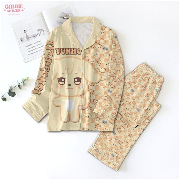 Ateez Chibi Cute Satin Pajamas Set