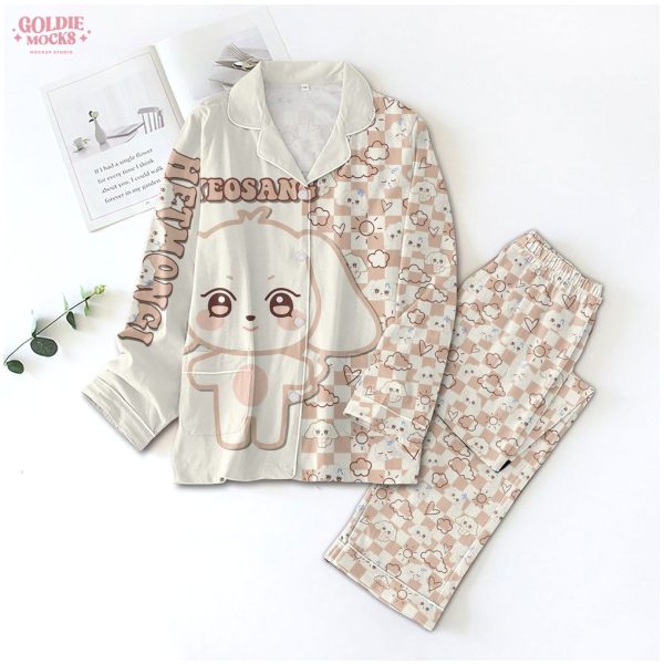 Ateez Chibi Cute Satin Pajamas Set