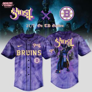 New Boston Bruins x Ghost Band World Tour 2025 Black Baseball Jersey
