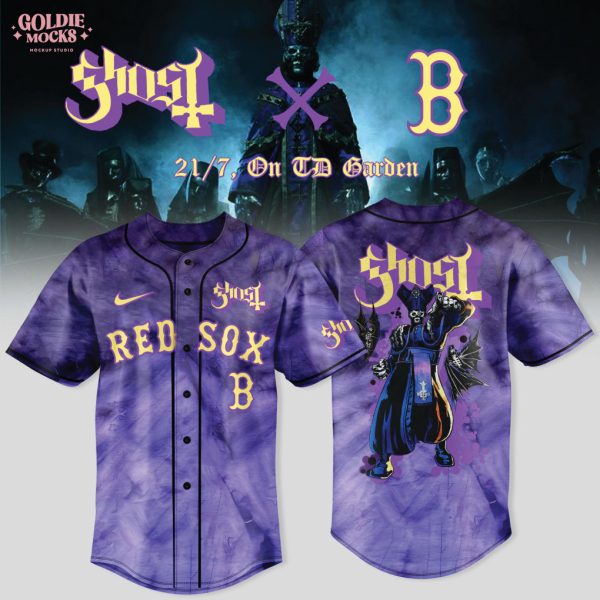Boston Red Sox x Ghost Band World Tour 2025 Black Baseball Jersey