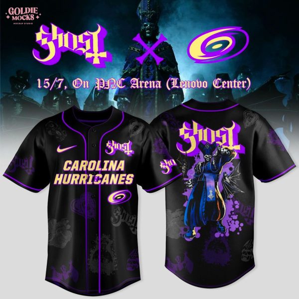 Carolina Hurricanes x Ghost Band World Tour 2025 Black Baseball Jersey
