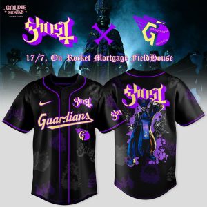 Cleveland Guardians x Ghost Band World Tour 2025 Black Baseball Jersey