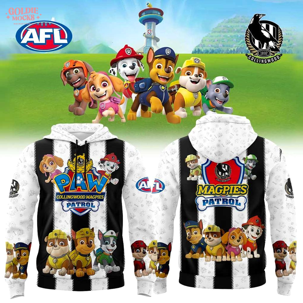 Collingwood Magpies Paw Patrol Hoodie Collingwood Magpies Paw Patrol Hoodie