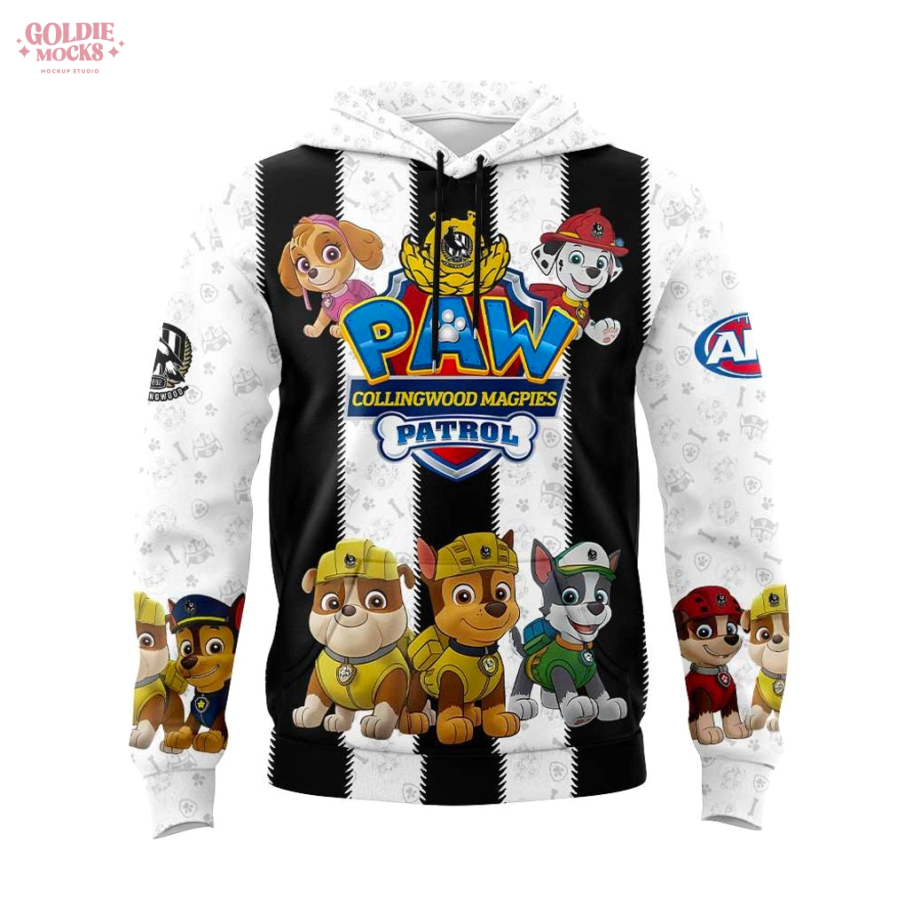 Collingwood Magpies Paw Patrol Hoodie Collingwood Magpies Paw Patrol Hoodie