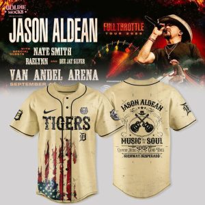 Jason Aldean Tigers Full Throttle Tour 2025 Country Music Fan Baseball Jersey