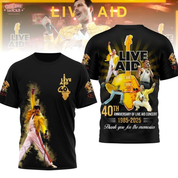 Live Aid Queen 40th Anniversary 1985-2025 Thank You For Memories T-Shirt