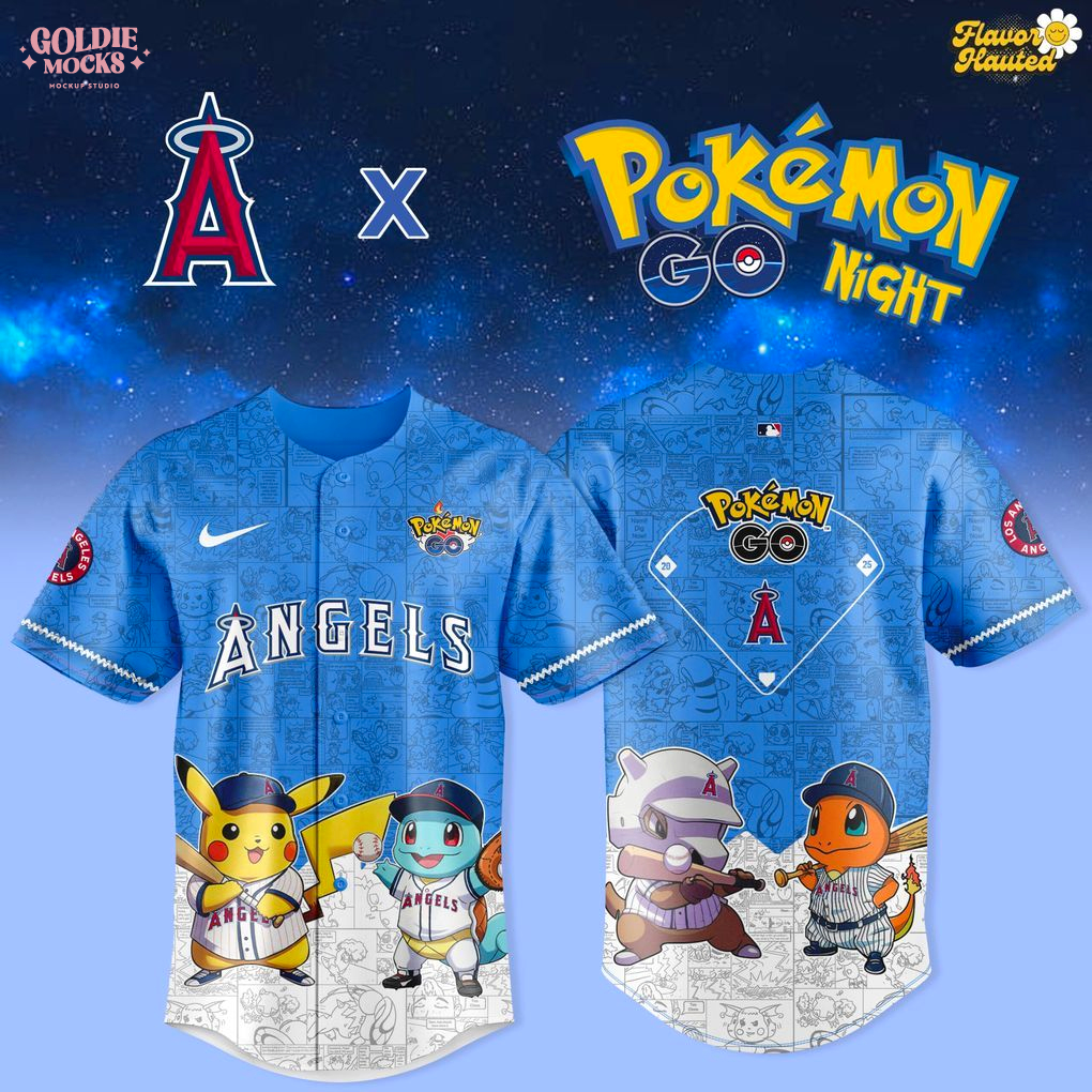 Los Angeles Angels x Pokémon GO Night Blue Jersey Los Angeles Angels x Pokémon GO Night Blue Jersey