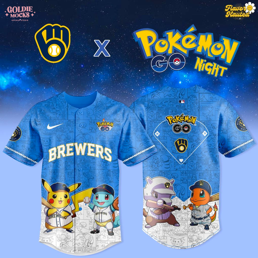 Milwaukee Brewers x Pokémon GO Night Blue Jersey Milwaukee Brewers x Pokémon GO Night Blue Jersey