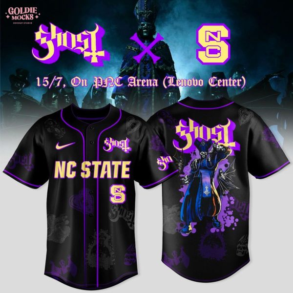 NC State x Ghost Band World Tour 2025 Black Baseball Jersey