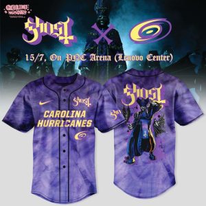 New Carolina Hurricanes x Ghost Band World Tour 2025 Black Baseball Jersey