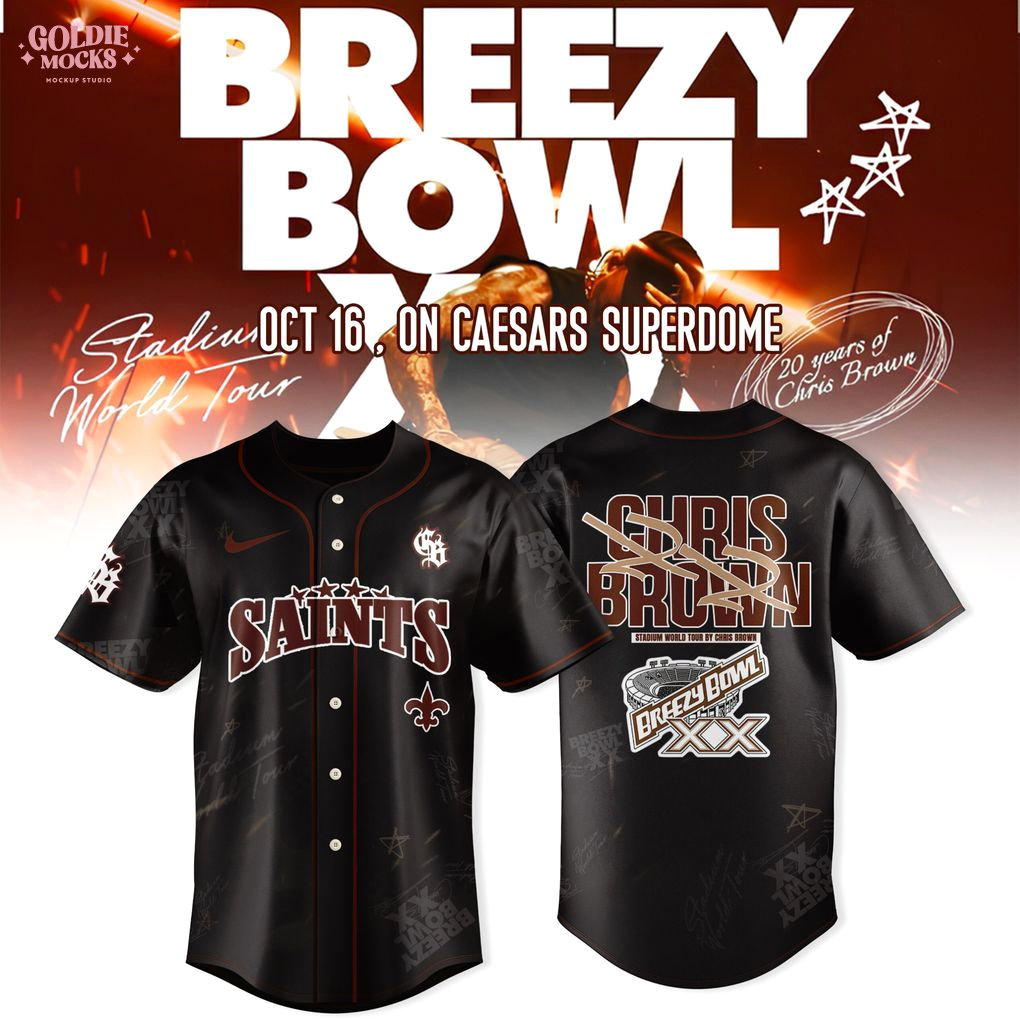 New Orleans Saints x Breezy Bowl XX Tour 2025 Brown Black Jersey New Orleans Saints x Breezy Bowl XX Tour 2025 Brown Black Jersey