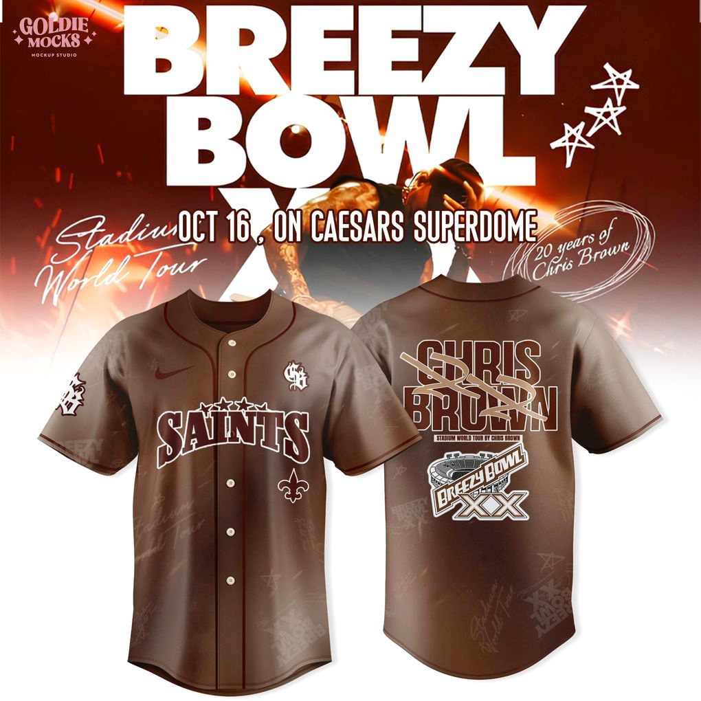 New Orleans Saints x Breezy Bowl XX Tour 2025 Brown Jersey New Orleans Saints x Breezy Bowl XX Tour 2025 Brown Jersey
