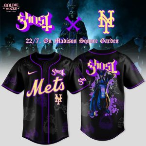 New York Mets x Ghost Band World Tour 2025 Black Baseball Jersey