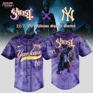 New York Yankees x Ghost Band World Tour 2025 Black Baseball Jersey