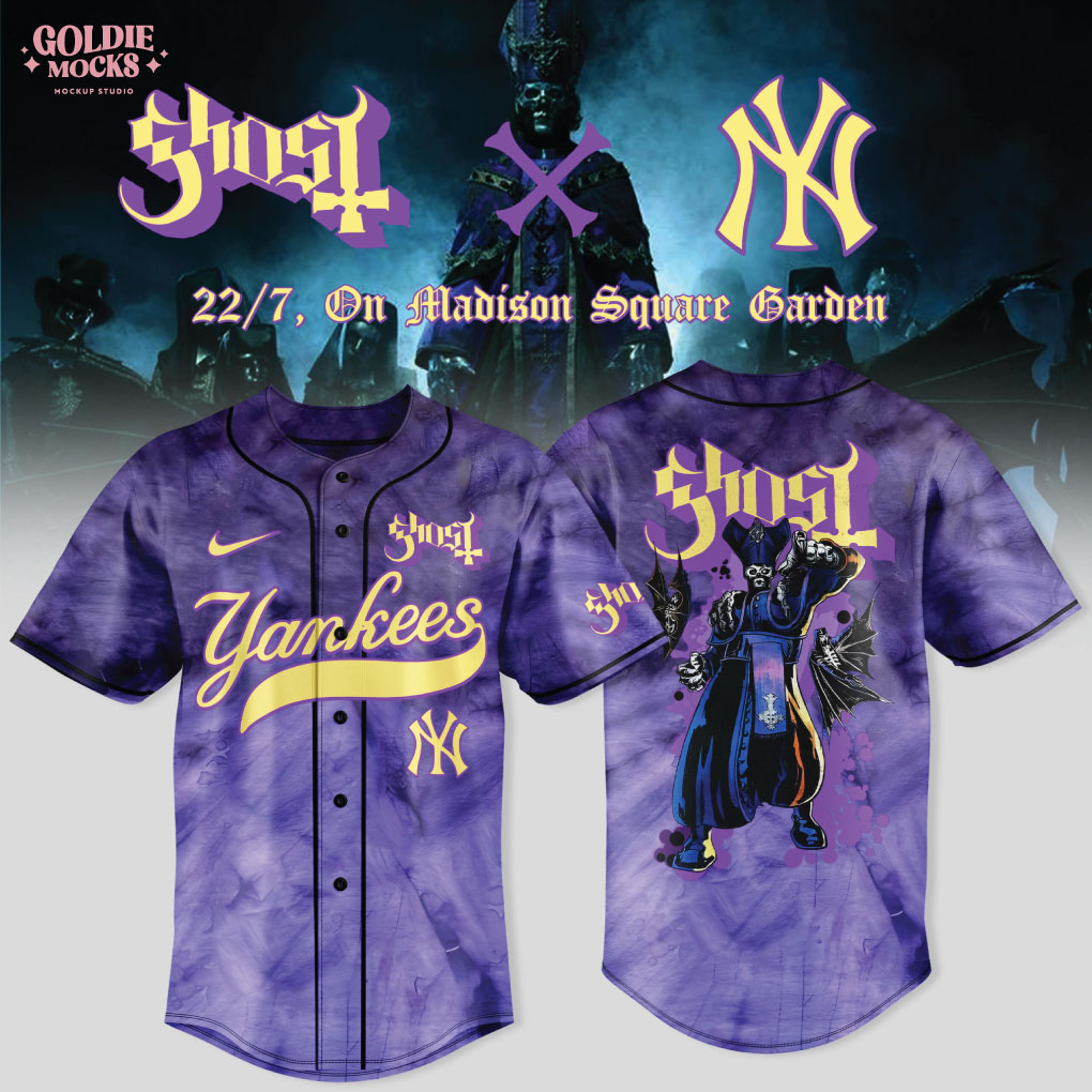 New York Yankees x Ghost Band World Tour 2025 Black Baseball Jersey
