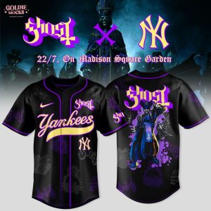 New York Yankees x Ghost Band World Tour 2025 Black Baseball Jersey