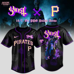 Pittsburgh Pirates x Ghost Band World Tour 2025 Black Baseball Jersey