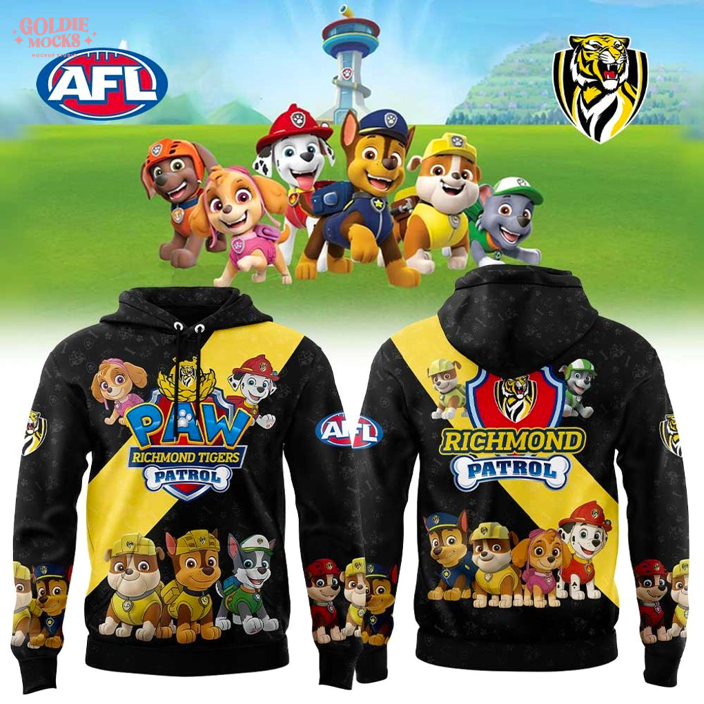 Richmond Tigers Paw Patrol Hoodie Richmond Tigers Paw Patrol Hoodie
