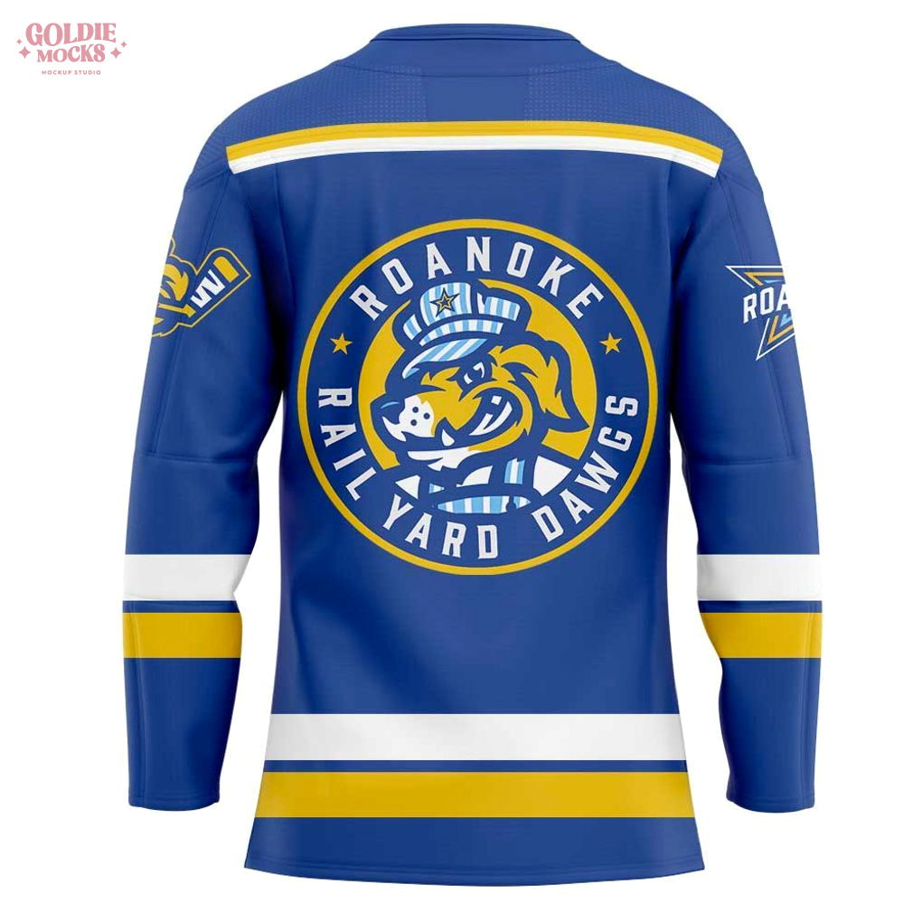 Roanoke Rail Yard Dawgs New Logo Unleashed 2025 Blue Jersey Roanoke Rail Yard Dawgs New Logo Unleashed 2025 Blue Jersey