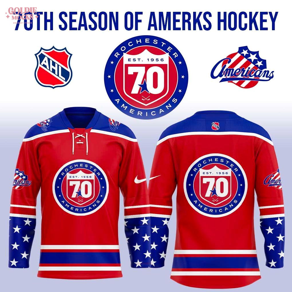 Rochester Americans 70th Est 1956-2025 Hockey Jersey Rochester Americans 70th Est 1956-2025 Hockey Jersey