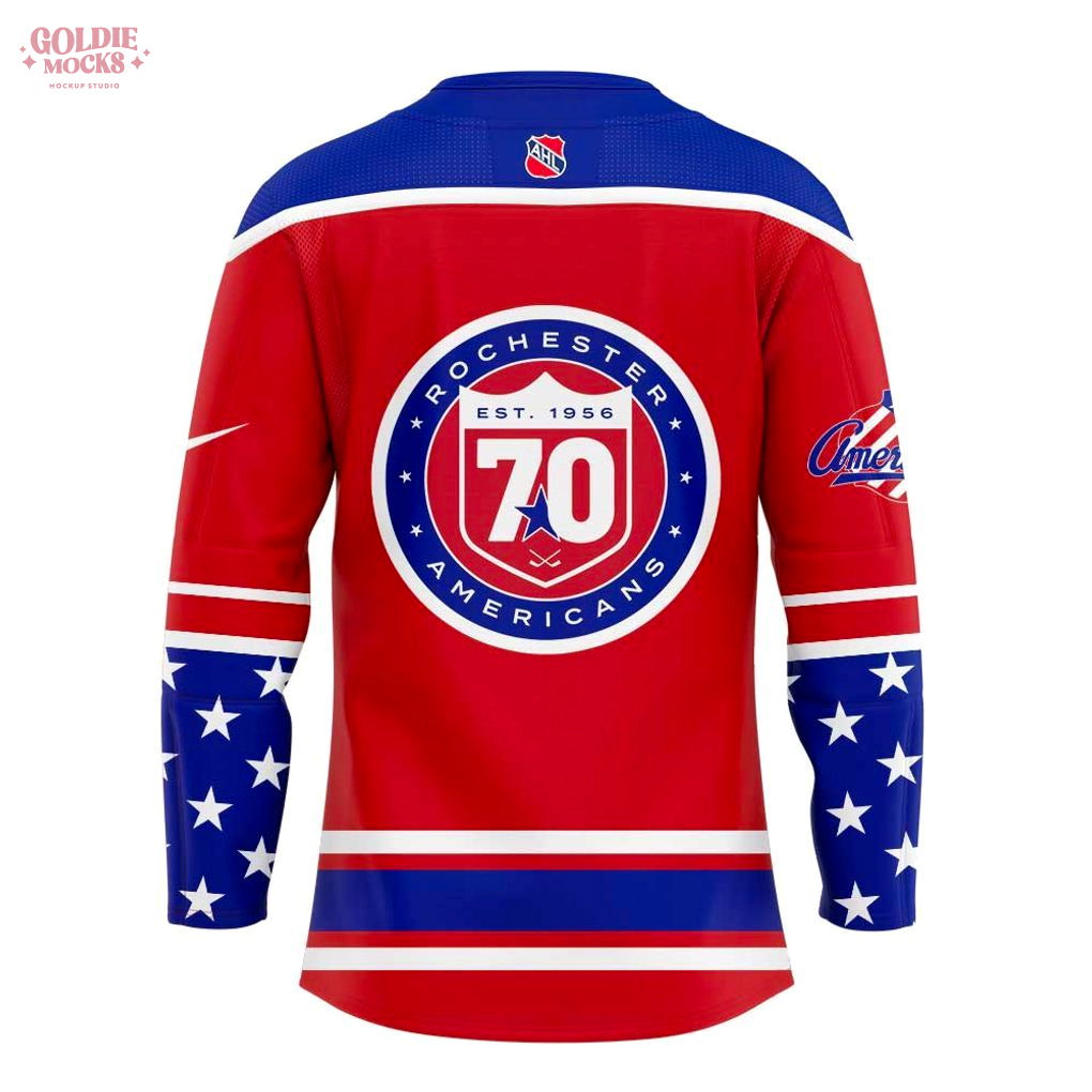 Rochester Americans 70th Est 1956-2025 Hockey Jersey Rochester Americans 70th Est 1956-2025 Hockey Jersey