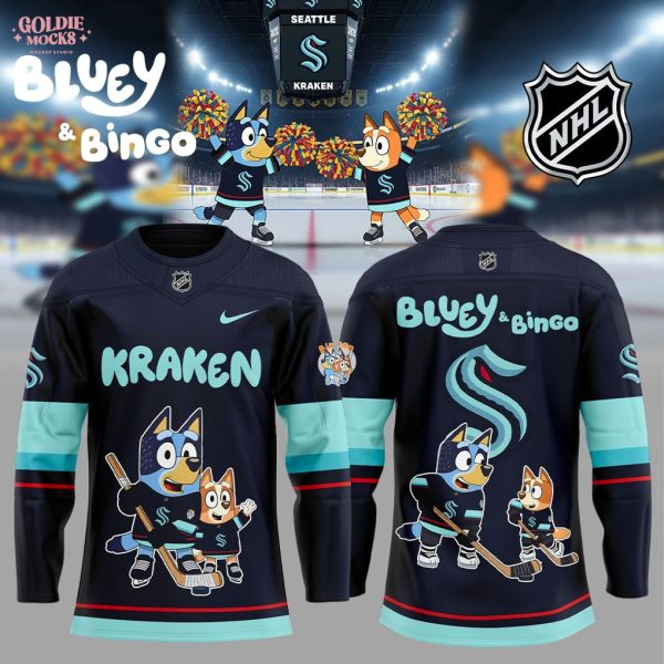 Seattle Kraken Bluey And Bingo 2025 Hockey Jersey