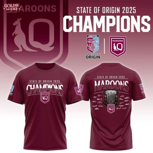 State Of Origin 2025 Champions Queensland Maroons T-Shirt