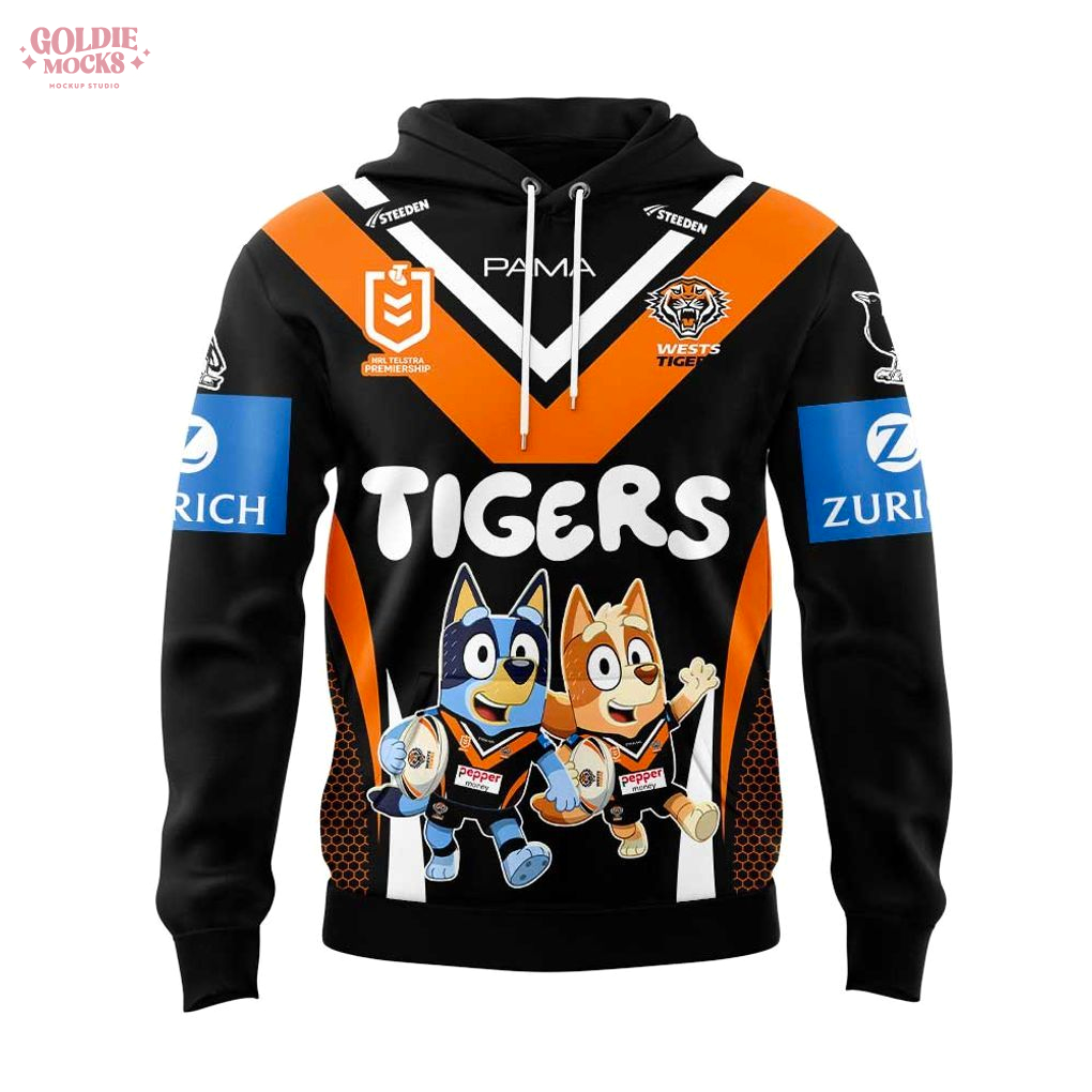 Wests Tigers x Bluey and Bingo Hoodie Wests Tigers x Bluey and Bingo Hoodie