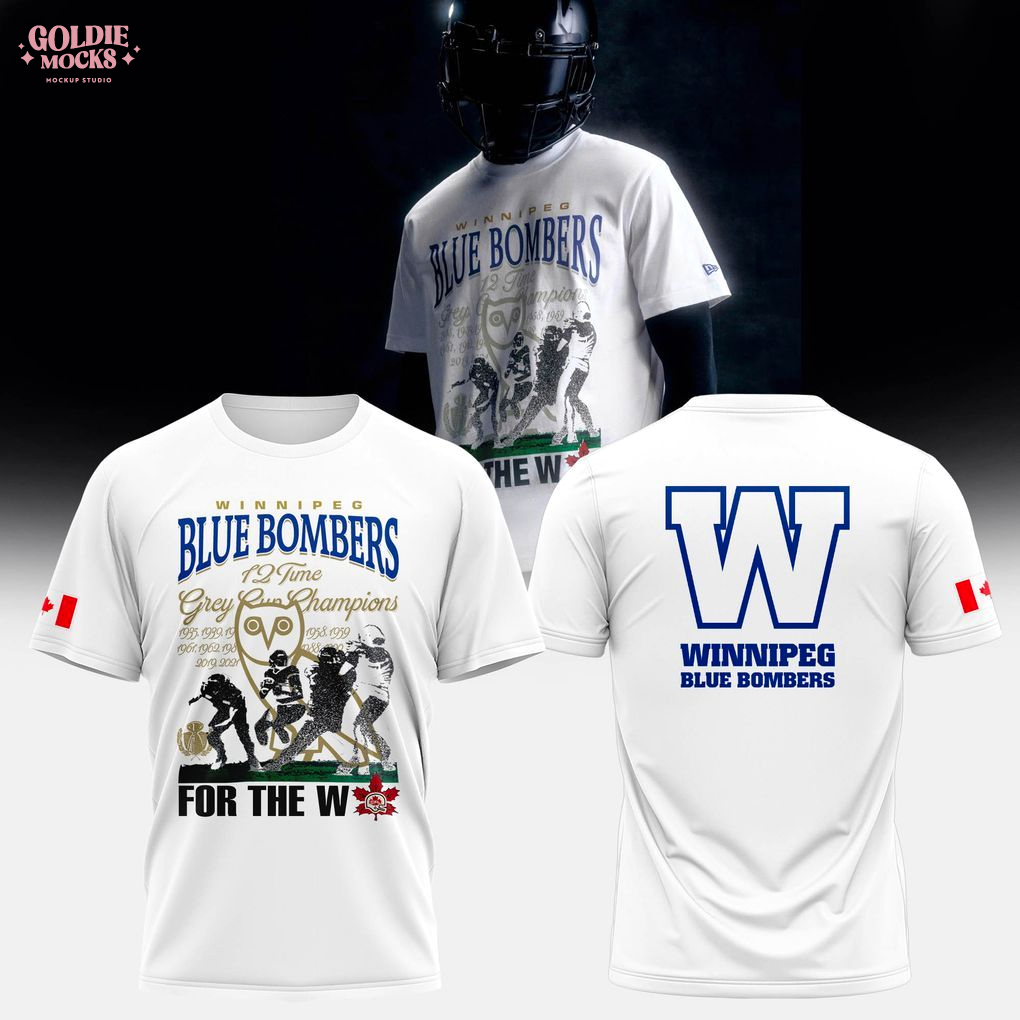 Winnipeg Blue Bombers 12 Time Grey Cup Champions T-Shirt Winnipeg Blue Bombers 12 Time Grey Cup Champions T-Shirt