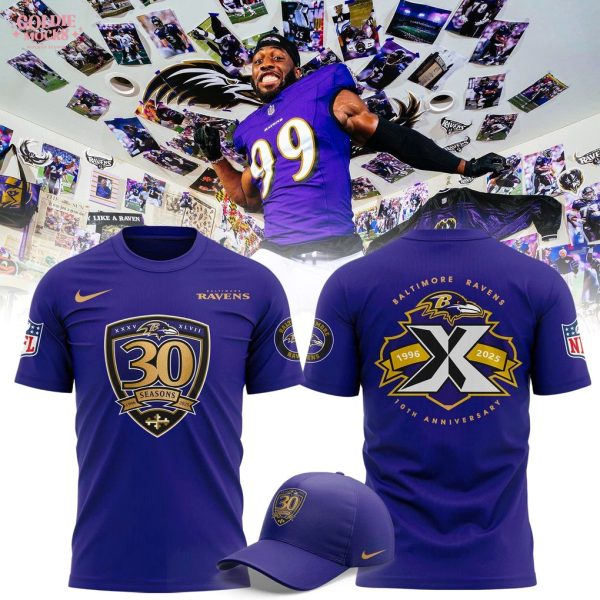 Baltimore Ravens 30 seasons 1996-2025 Gift For Fans T-Shirt