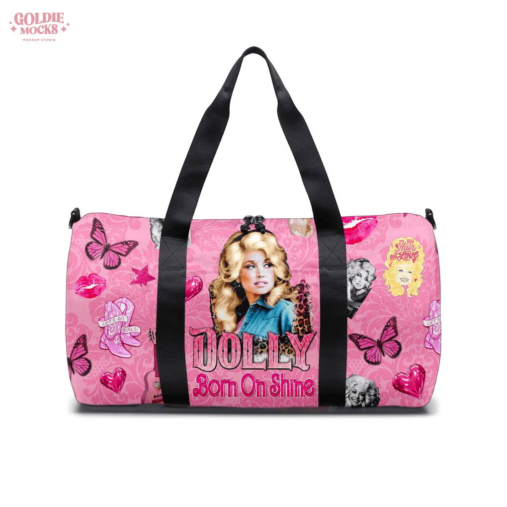 Dolly Parton Born to Shine Pink Butterfly Duffel Travel Gym Bag Dolly Parton Born to Shine Pink Butterfly Duffel Travel Gym Bag
