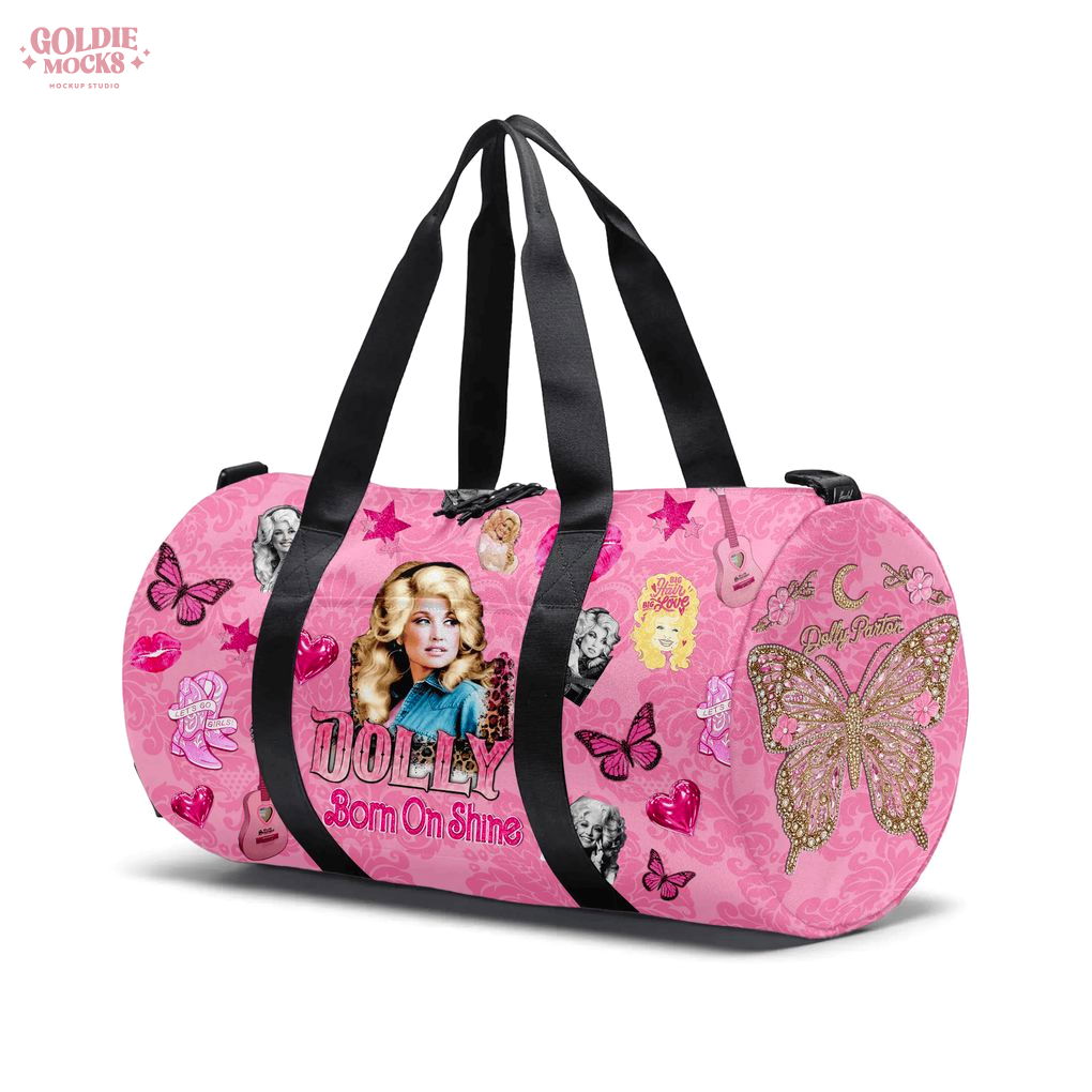 Dolly Parton Born to Shine Pink Butterfly Duffel Travel Gym Bag Dolly Parton Born to Shine Pink Butterfly Duffel Travel Gym Bag