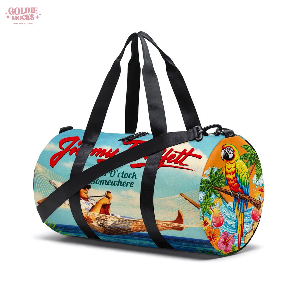 Jimmy Buffett It's 5 O'Clock Somewhere Tropical Parrot Travel and Gym Duffel Bag Jimmy Buffett It's 5 O'Clock Somewhere Tropical Parrot Travel and Gym Duffel Bag