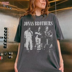 Jonas Brothers Vintage Band Tee Unisex Oversized Pepper Gray