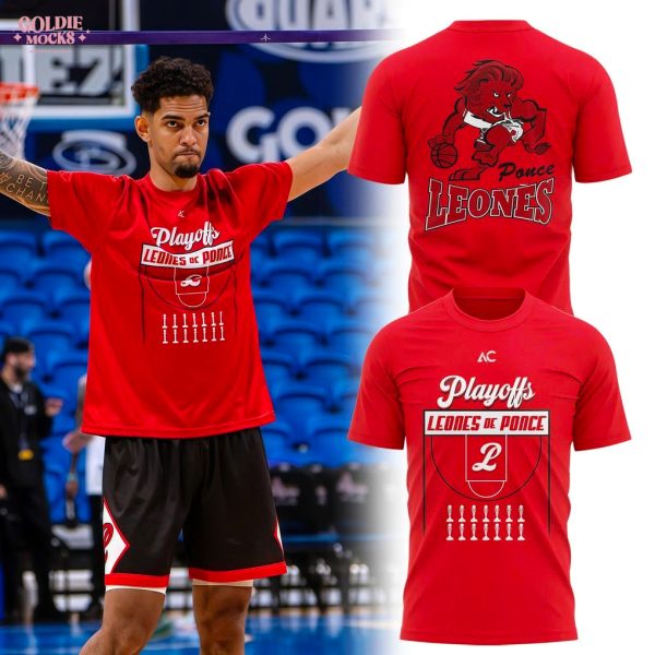 Leones de Ponce Basketball Playoffs Red 2025 Fan T-Shirt