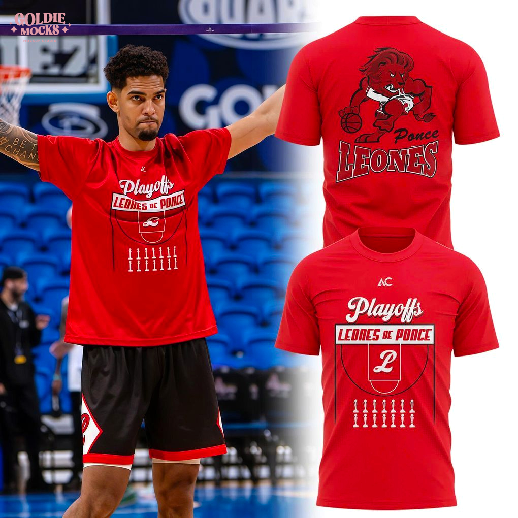 Leones de Ponce Basketball Playoffs Red 2025 Fan T-Shirt