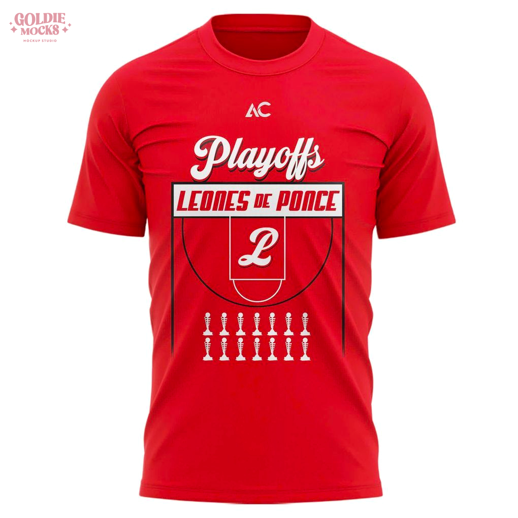 Leones de Ponce Basketball Playoffs Red 2025 Fan T-Shirt