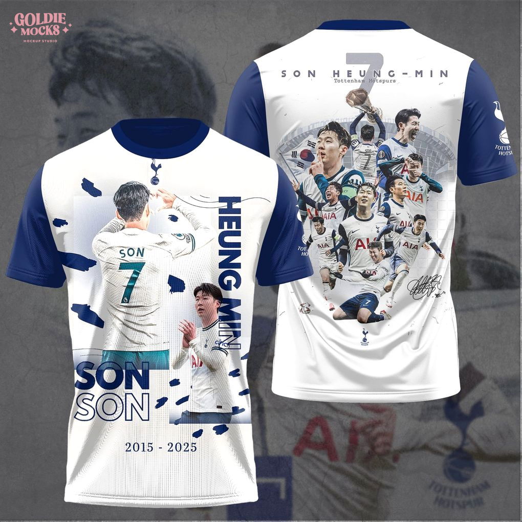 New Tottenham Hotspur FC x Son Heung min 2015-2025 T-Shirt New Tottenham Hotspur FC x Son Heung min 2015-2025 T-Shirt