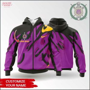 Omega Psi Phi Custom Name Purple and Gold Zip-Up Hoodie