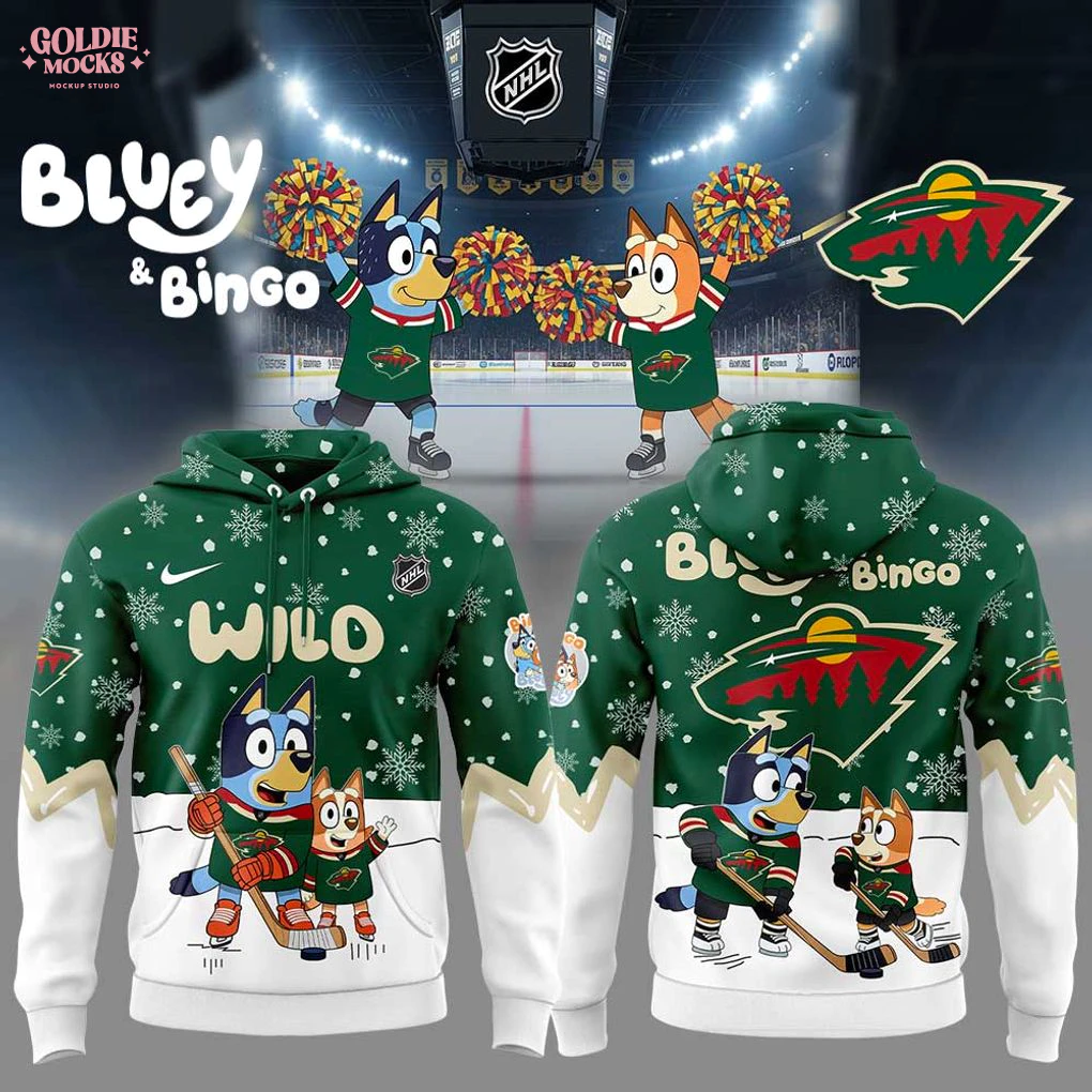 Minnesota Wild Bluey and Bingo 2025 Combo Hoodie Minnesota Wild Bluey and Bingo 2025 Combo Hoodie